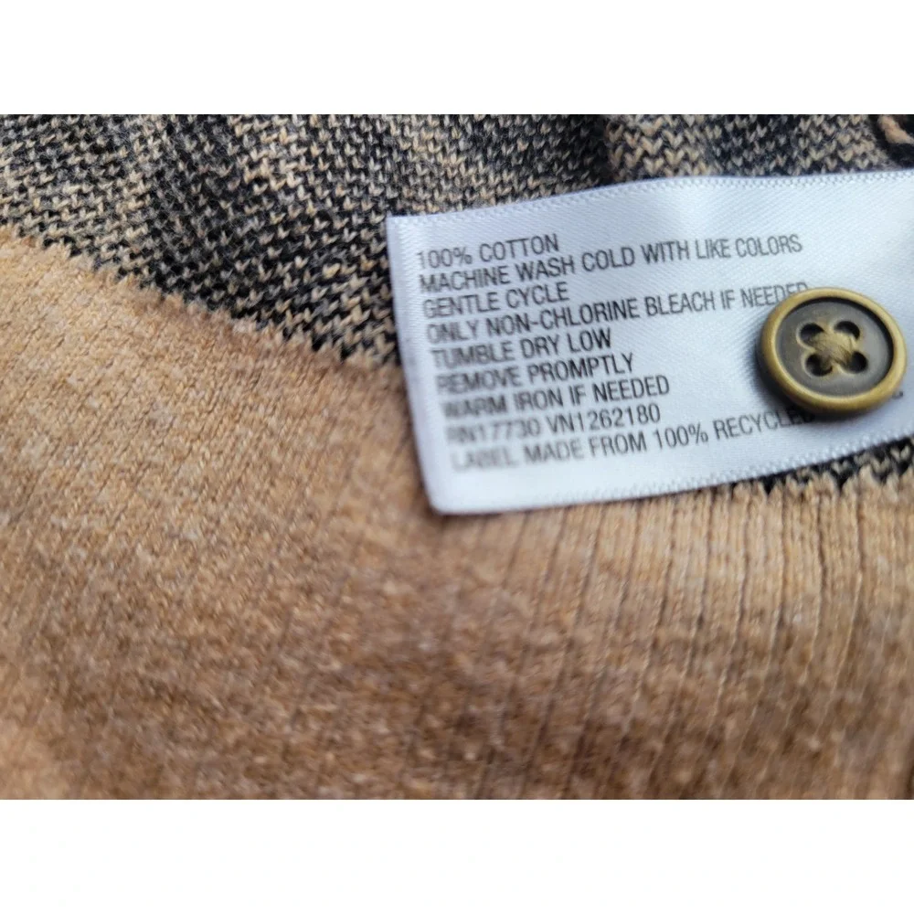A New Day Womens Leopard Print Button Front Cardigan Sweater Tan Black Large